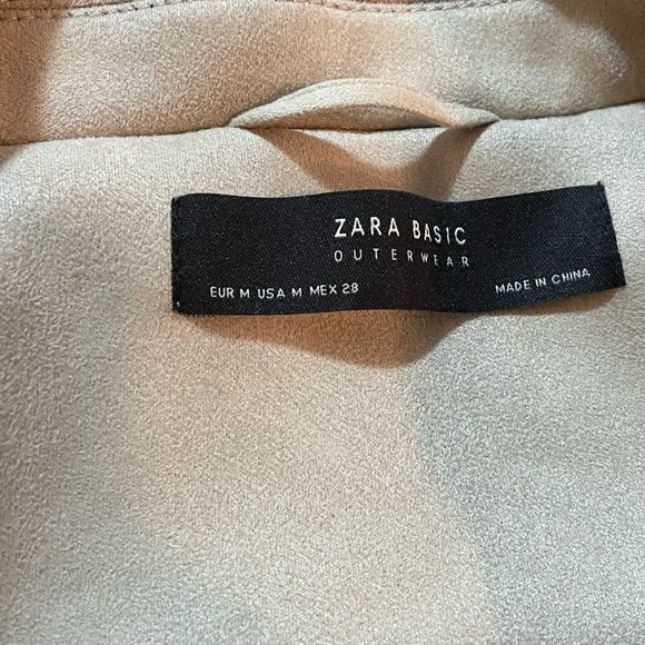Zara Basics Faux Suede Cropped Moto Jacket - Size M - Picture 4 of 4